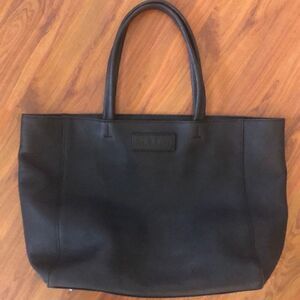 M.I.L.A Black pebbled leather leather tote bag